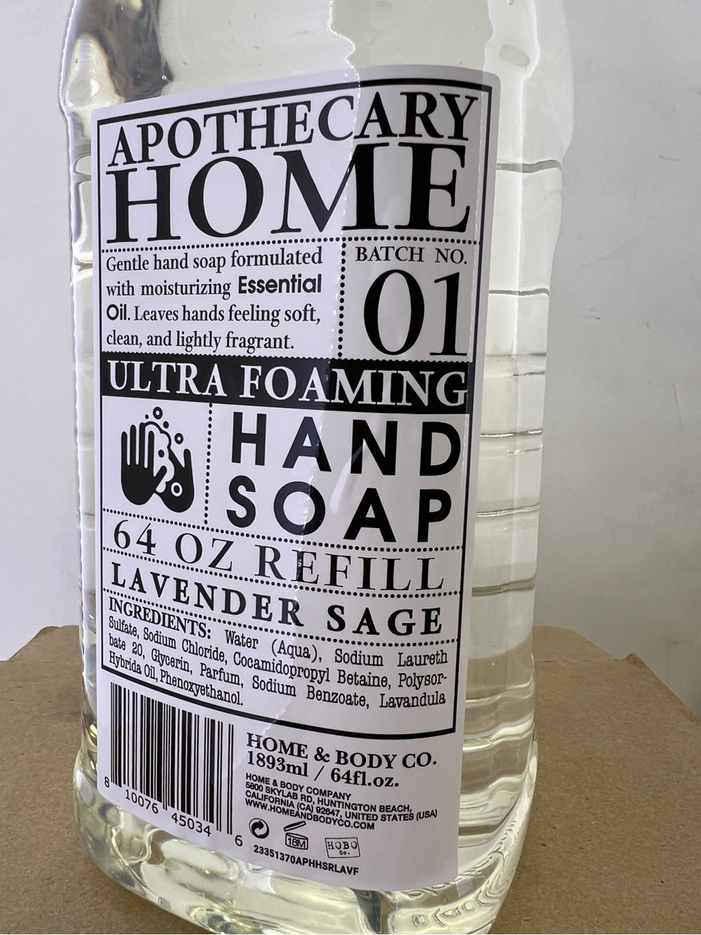 Apothecary Home Antibacterial Lavender Sage Hand Soap 64oz REFILL Jumbo Bulk